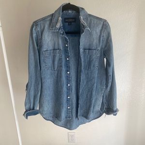 Lucky brand oversize distressed denim shirt